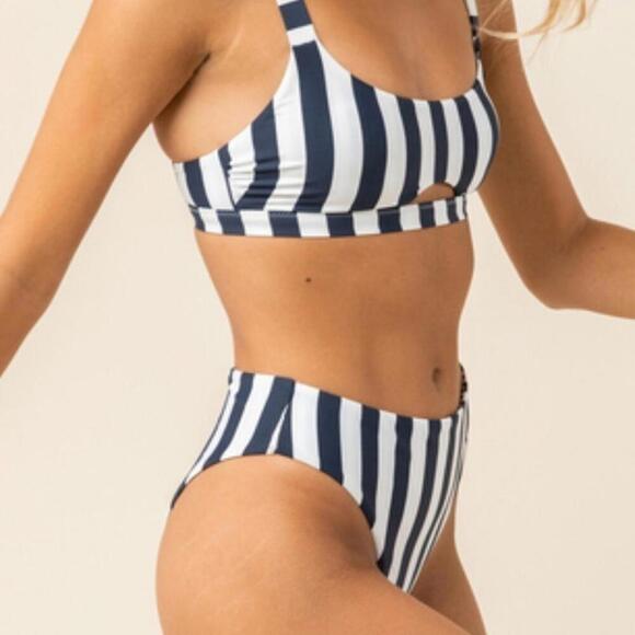 ROXY Juniors Paradise Reversible Bikini Bottoms Navy White Parallel XL New - Picture 16 of 16